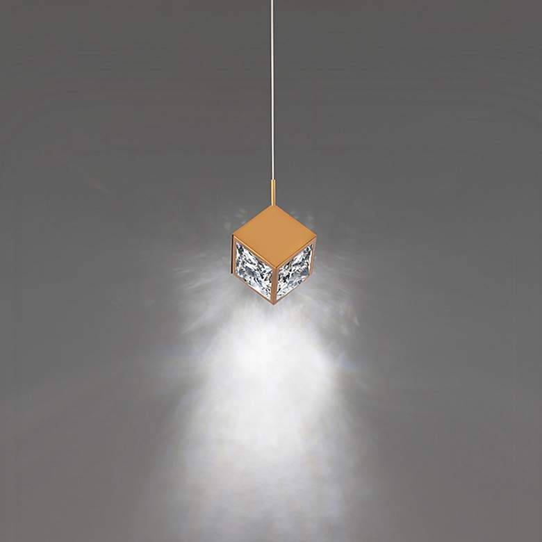 Image 3 ICE Cube 7.88"H x 6.63"W 1-Light Mini-Pendant in Aged Brass more views