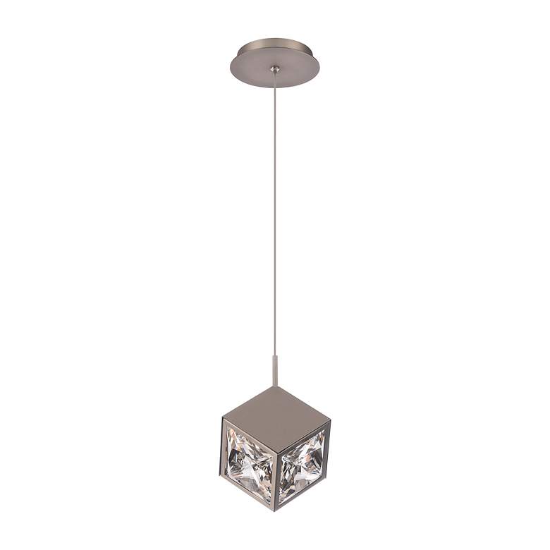 Image 2 ICE Cube 7.88"H x 6.63"W 1-Light Mini-Pendant in Brushed Nickel more views