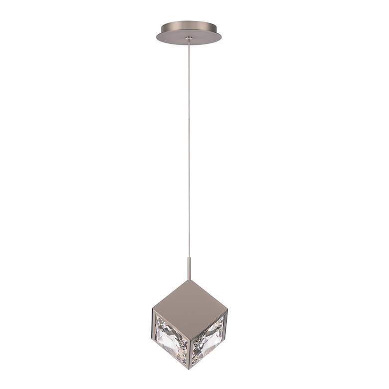 Image 3 ICE Cube 7.88"H x 6.63"W 1-Light Mini-Pendant in Brushed Nickel more views