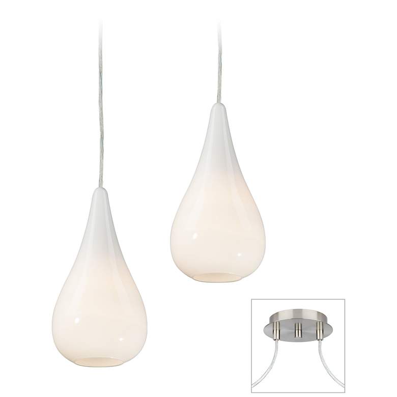 Image 1 Ice Drop Brushed Nickel Double Multi Light Pendant