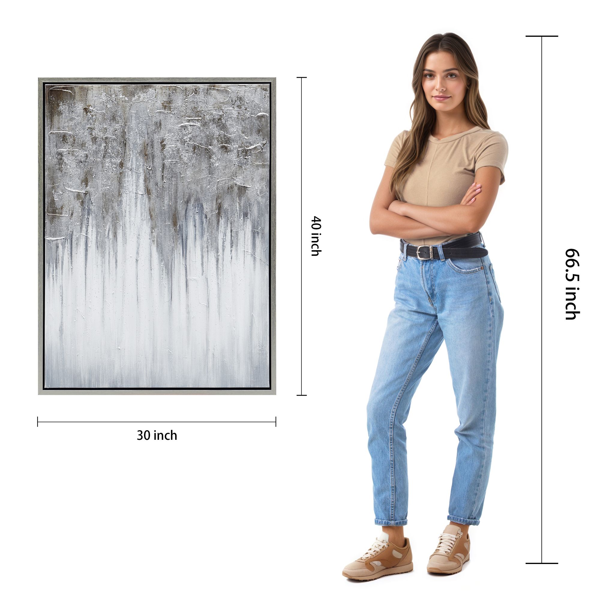 Iceberg 40" High Textured Metallic Framed Canvas Wall Art in scene