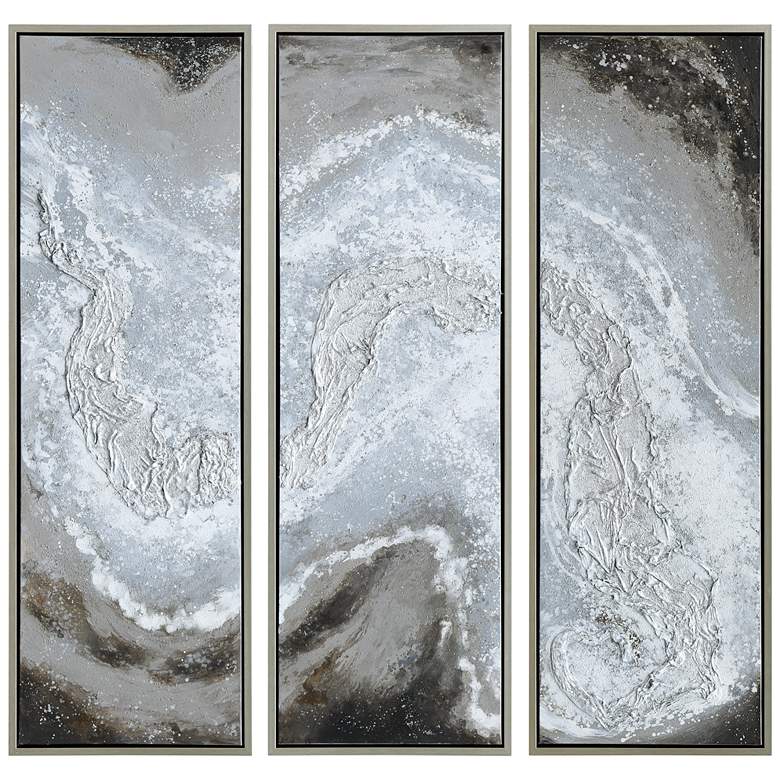 Image 3 Iced 60" High Metallic 3-Piece Framed Canvas Wall Art Set