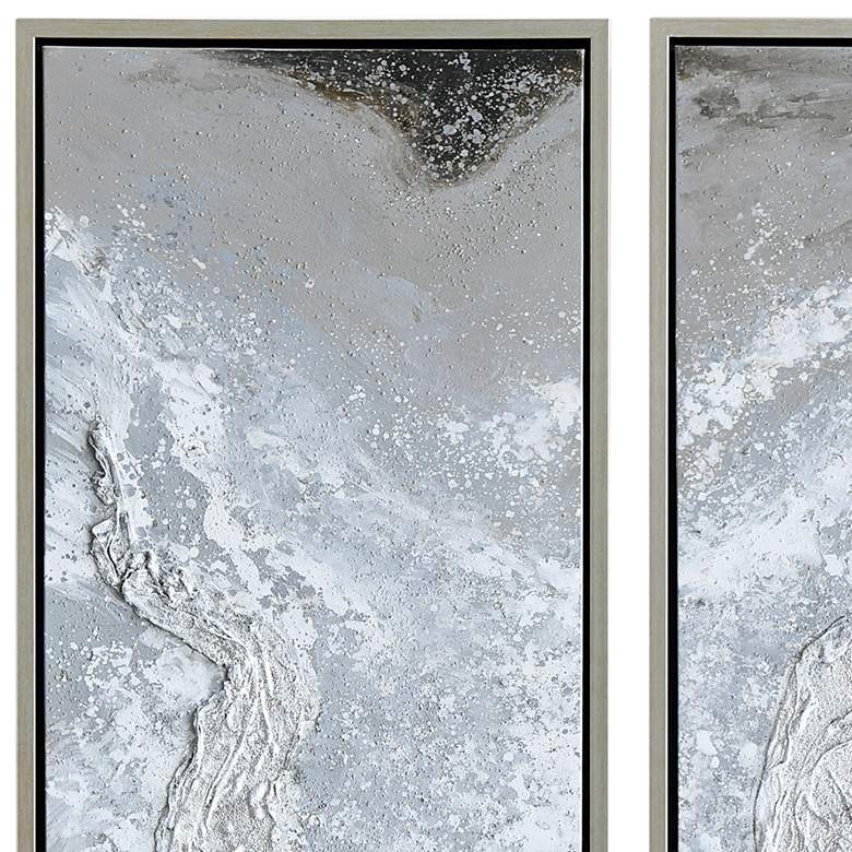 Image 4 Iced 60 inch High Metallic 3-Piece Framed Canvas Wall Art Set more views