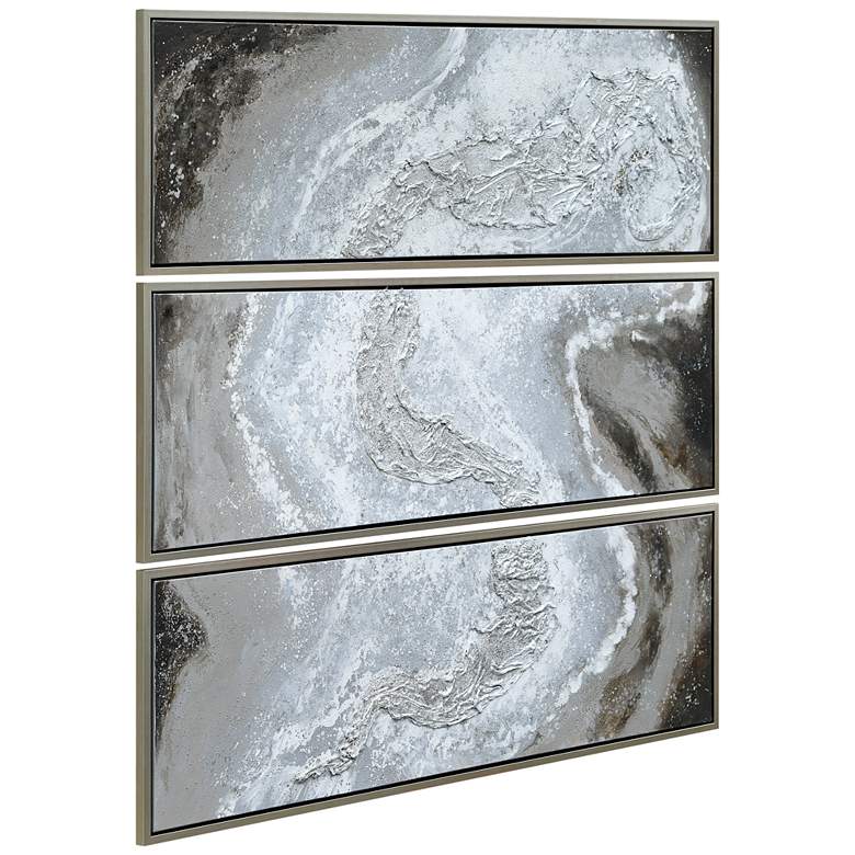 Image 5 Iced 60" High Metallic 3-Piece Framed Canvas Wall Art Set more views