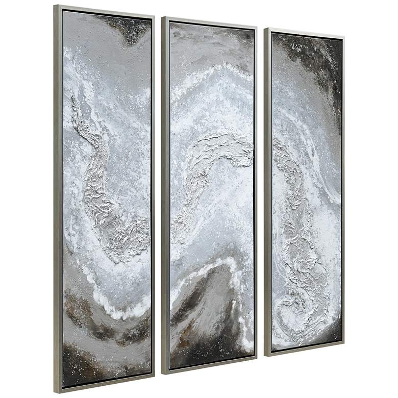 Image 6 Iced 60 inch High Metallic 3-Piece Framed Canvas Wall Art Set more views