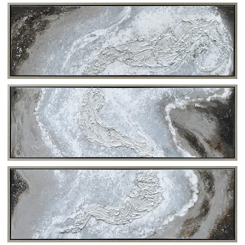 Image 7 Iced 60" High Metallic 3-Piece Framed Canvas Wall Art Set more views