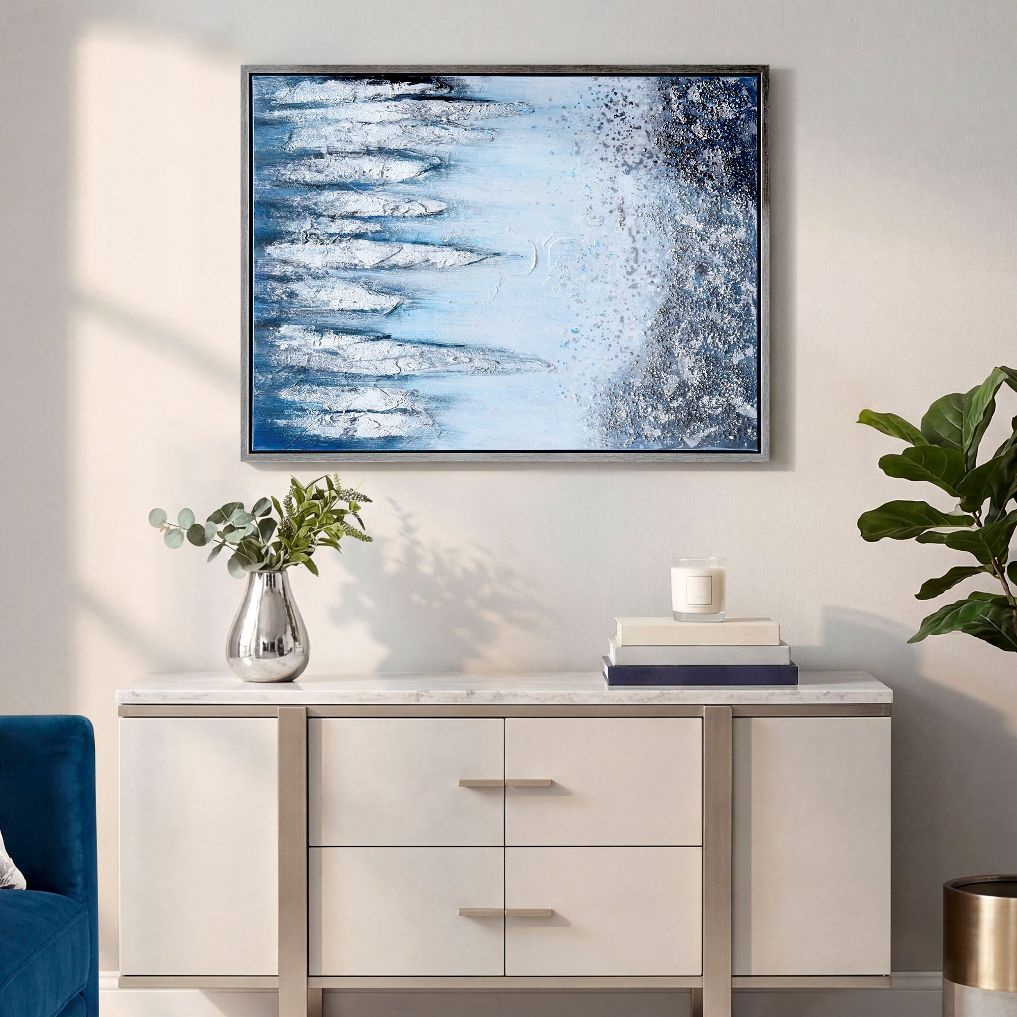 Icicles 40" High Rectangular Framed Canvas Wall Art in scene