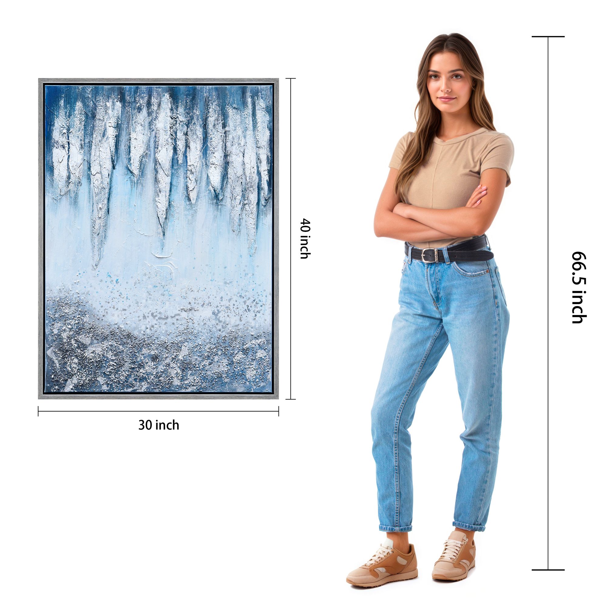 Icicles 40" High Rectangular Framed Canvas Wall Art in scene