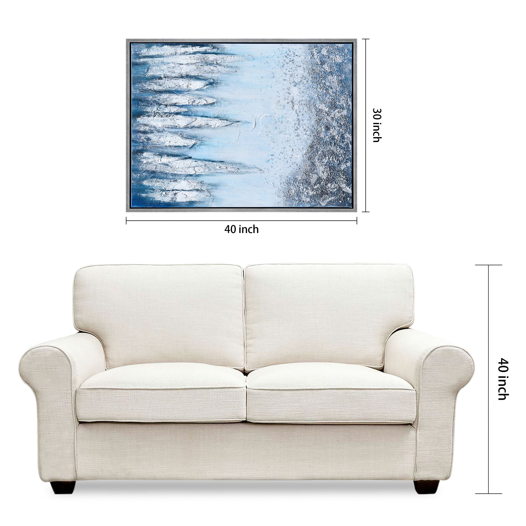 Icicles 40" High Rectangular Framed Canvas Wall Art in scene
