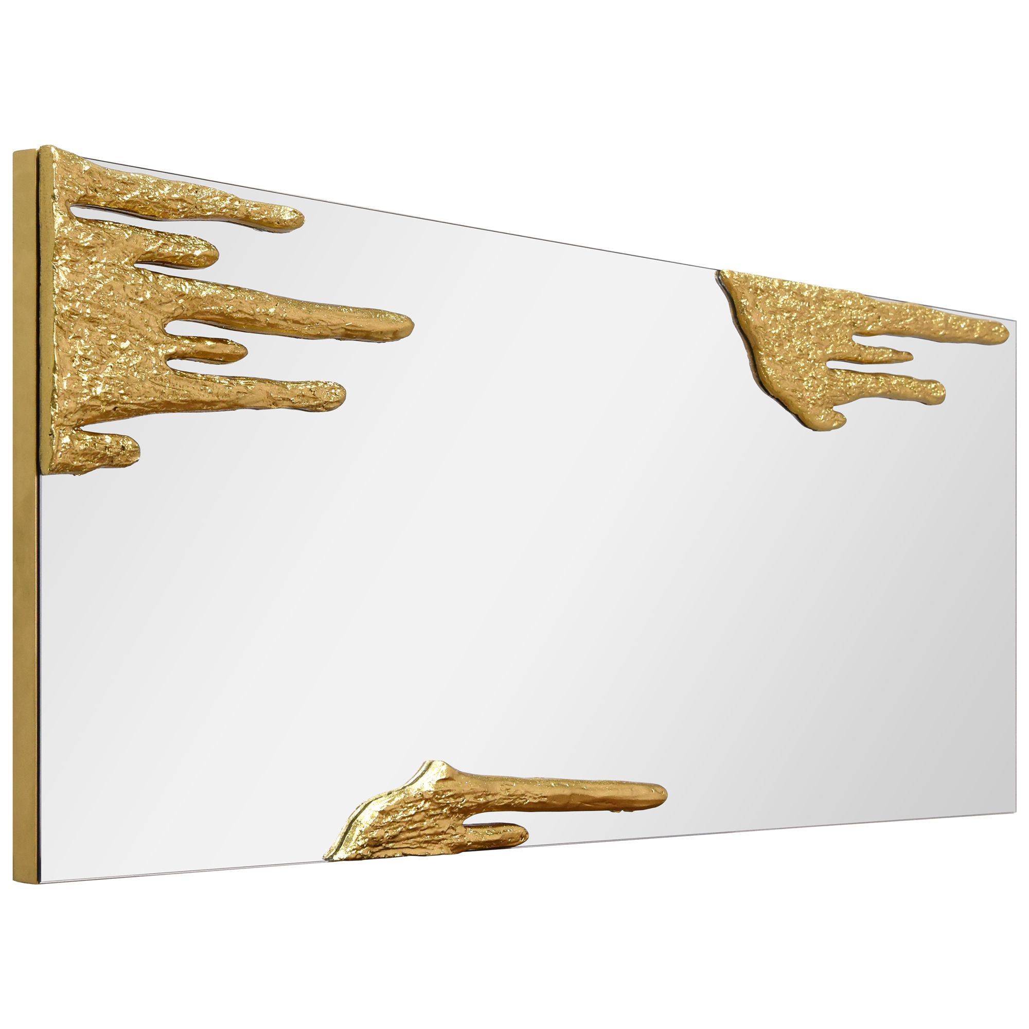 Image 4 Icicles 48" x 20" Antique Gold Frameless Rectangular Wall Mirror more views