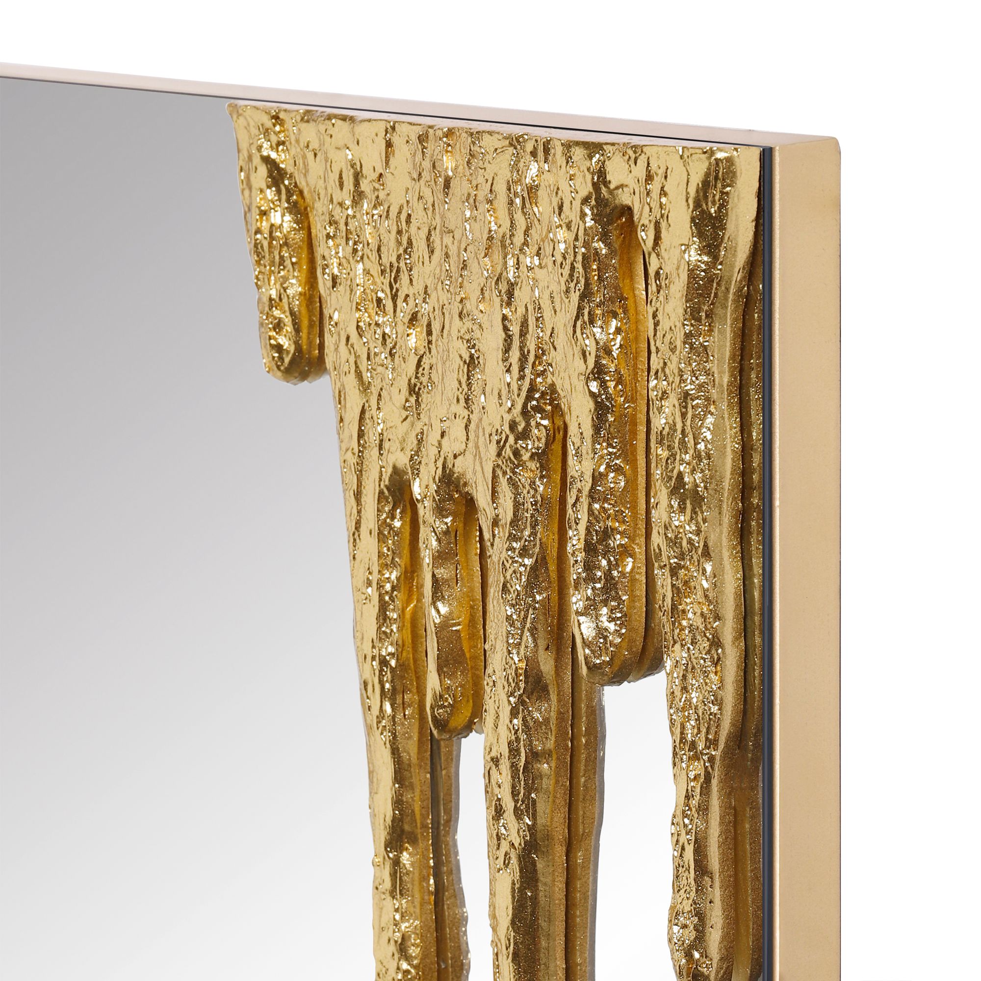 Image 5 Icicles 48" x 20" Antique Gold Frameless Rectangular Wall Mirror more views