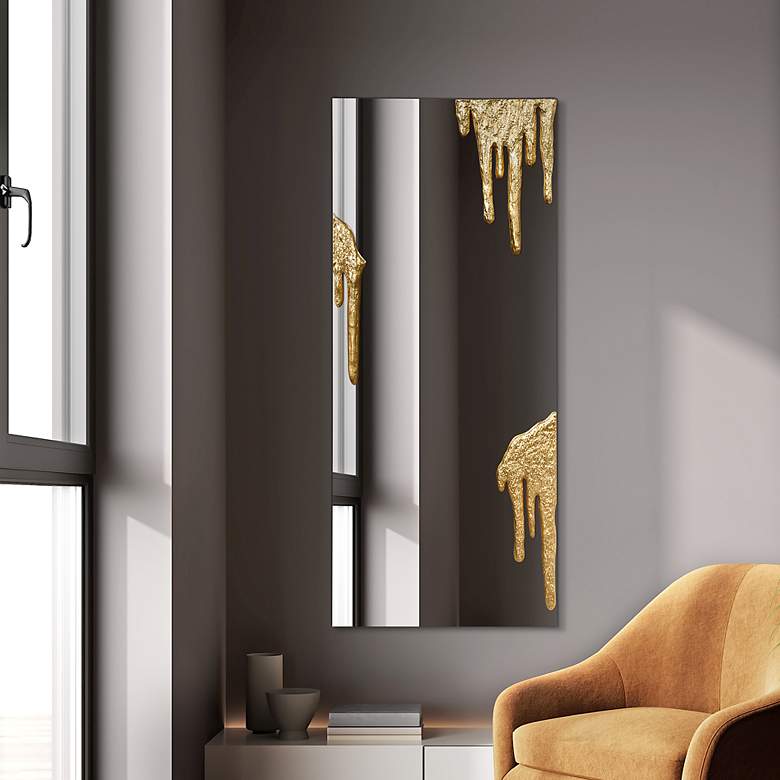 Image 6 Icicles 48" x 20" Antique Gold Frameless Rectangular Wall Mirror more views