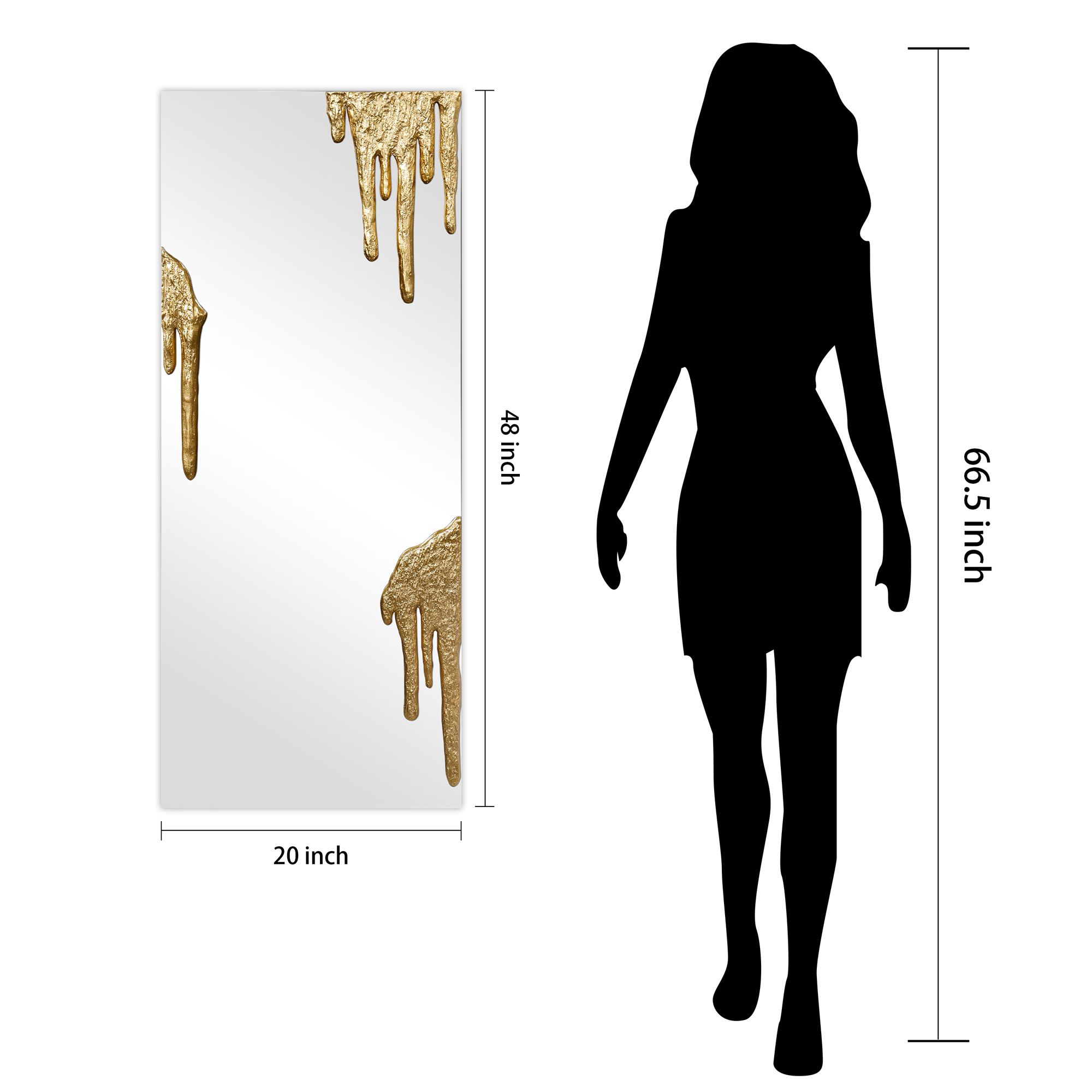 Icicles 48" x 20" Antique Gold Frameless Rectangular Wall Mirror