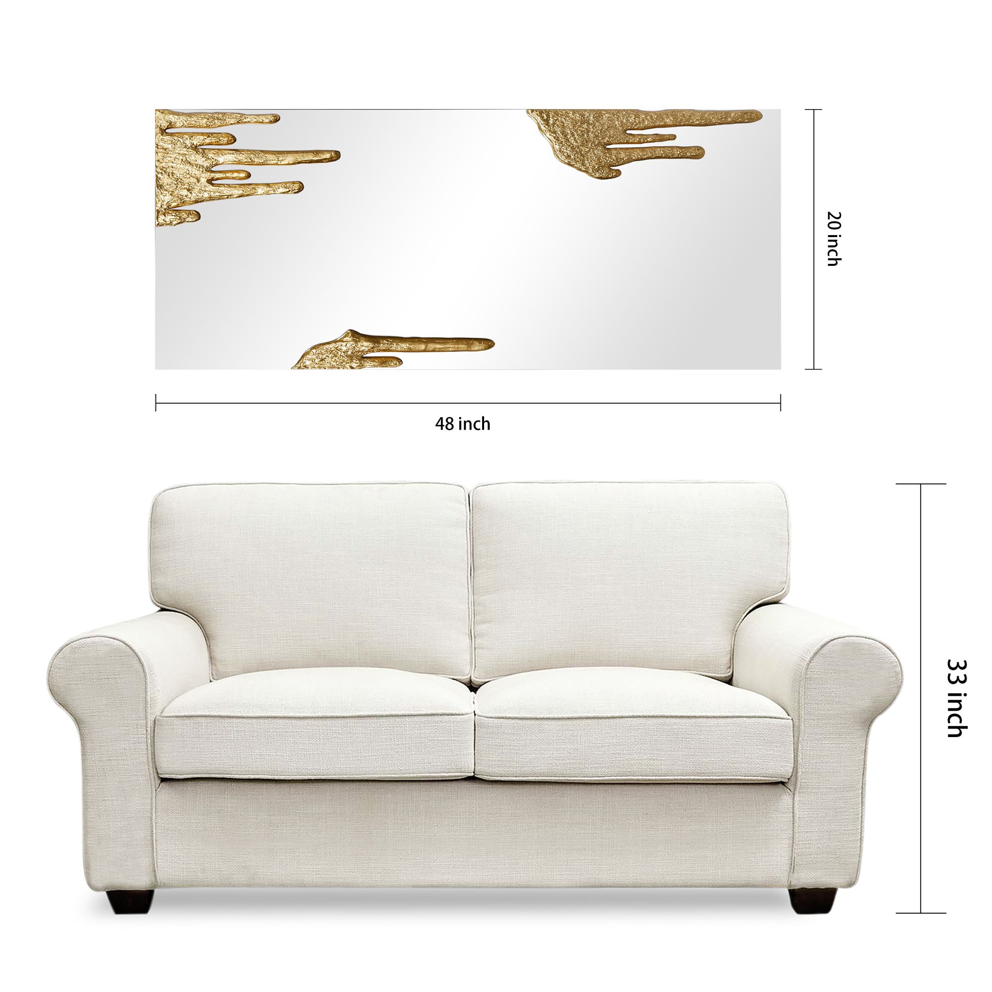 Icicles 48" x 20" Antique Gold Frameless Rectangular Wall Mirror