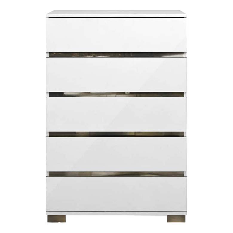 Image 1 Icon 36 inch Wide Gloss White Wood 5-Drawer High Accent Chest