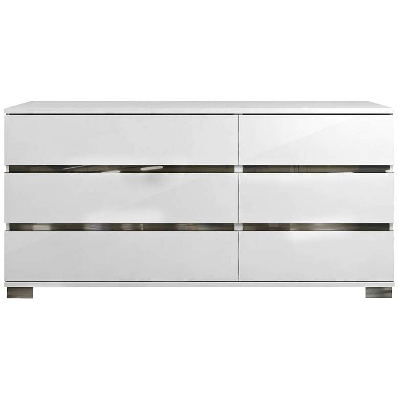 Icon 68 1/2 inch Wide Gloss White Wood 6-Drawer Double Dresser