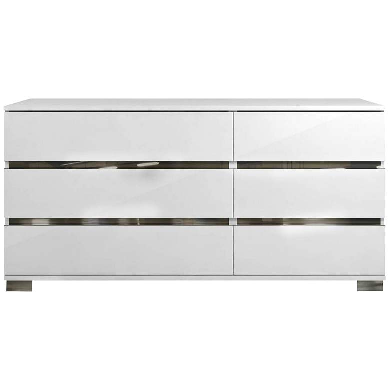 Image 1 Icon 68 1/2" Wide Gloss White Wood 6-Drawer Double Dresser