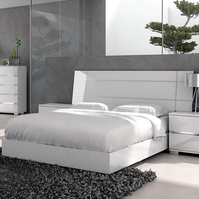 Image 1 Icon High Gloss White Queen Platform Bed