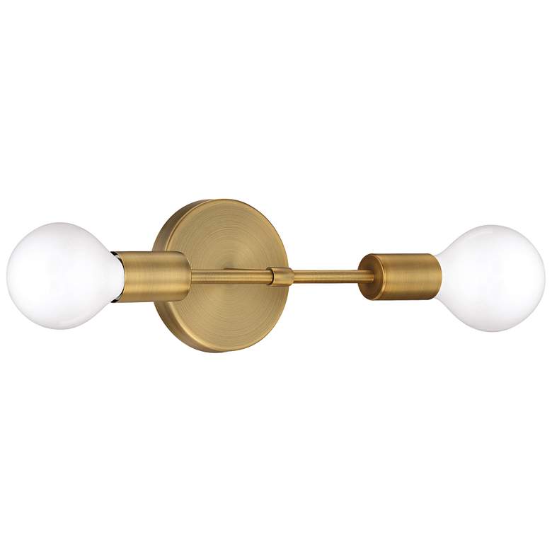 Image 1 Iconic G 5 inch High Antique Brushed Brass 2 Light LED Wall Sconce with