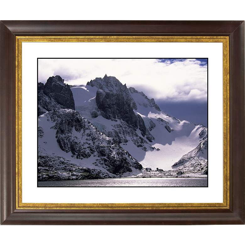 Image 1 Icy Mountain View Gold Bronze Frame Giclee 20 inch Wide Wall Art