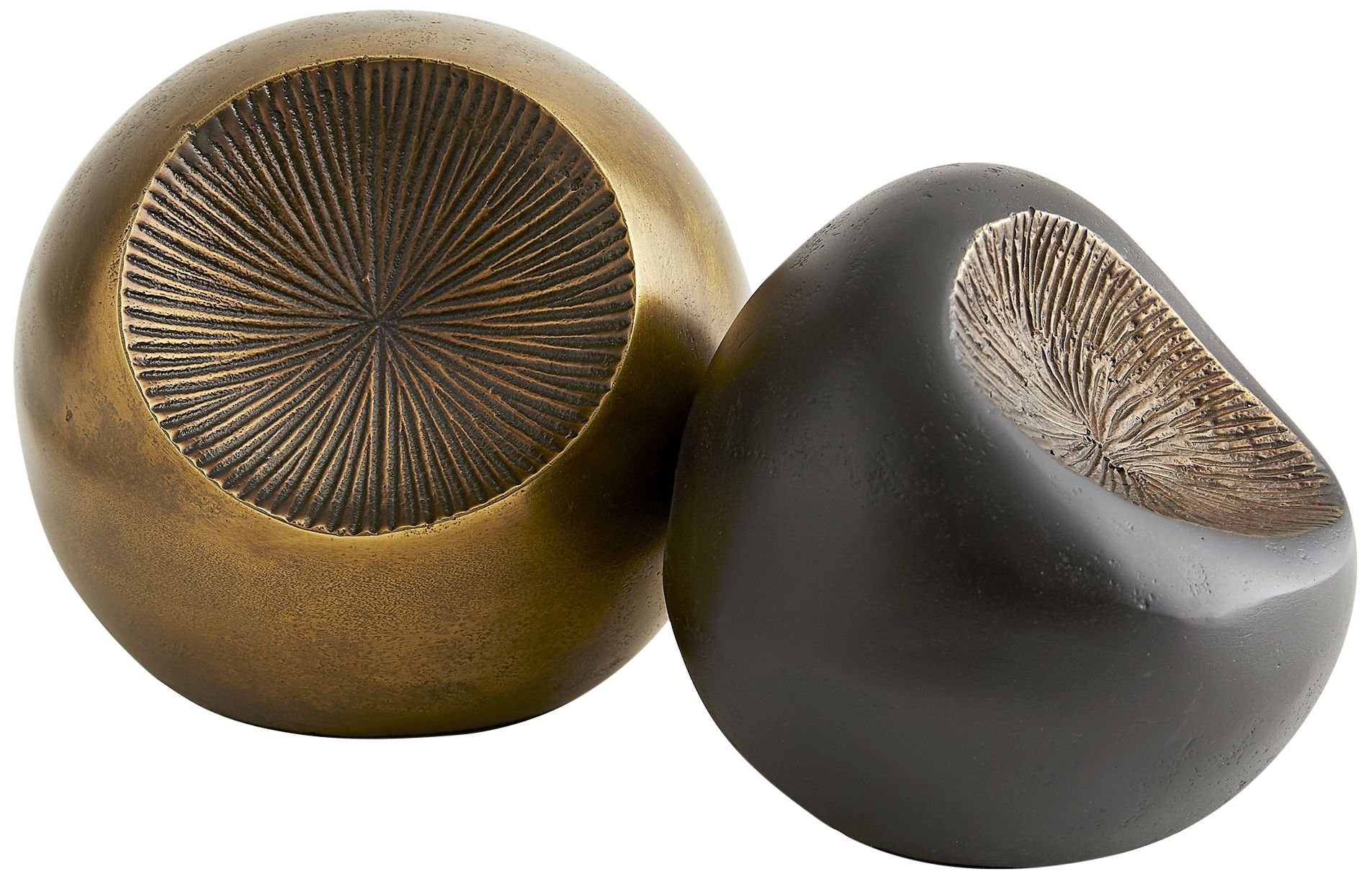 Ida Antique Brass and Bronze Aluminum Sculptures Set of 2