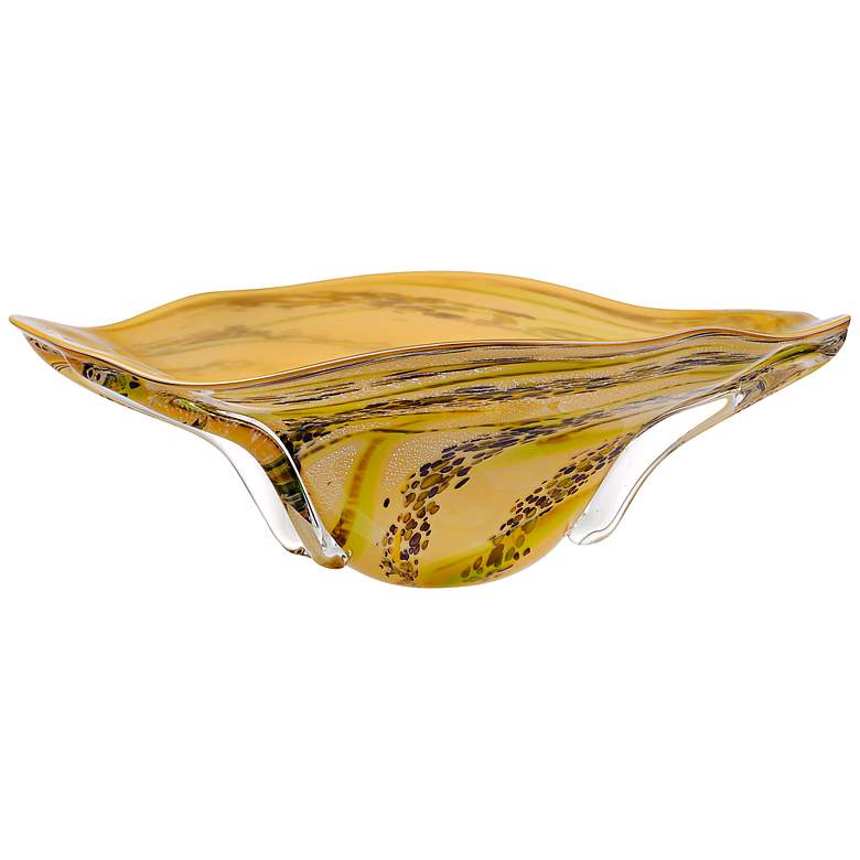 Image 1 Idabel Amber with Lime Green Hand-Blown Glass Bowl