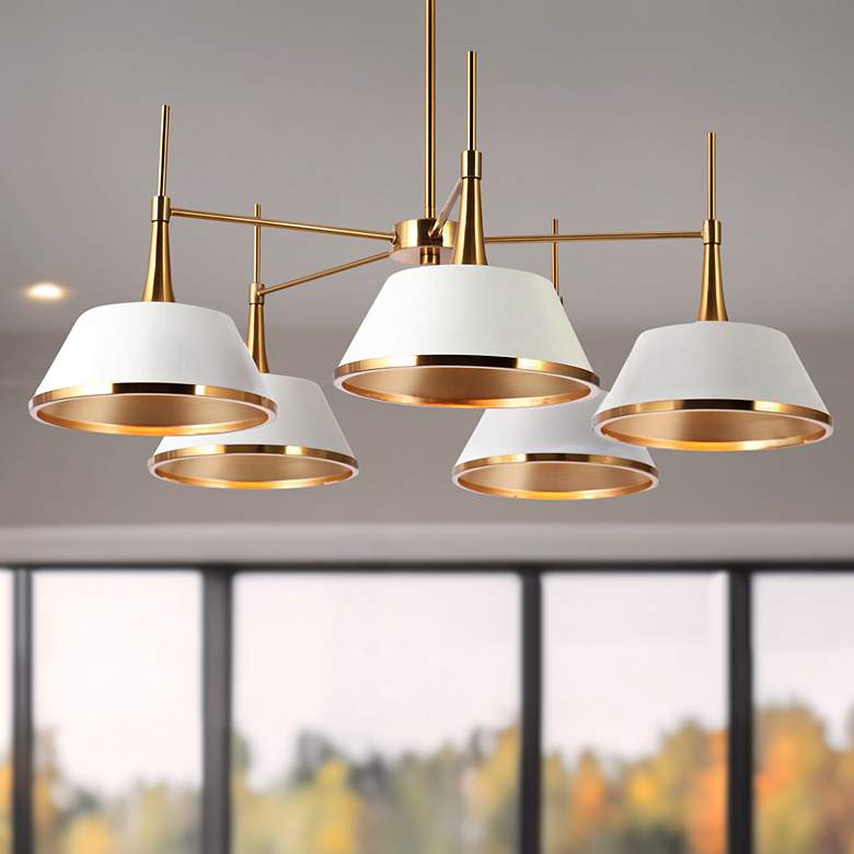 Image 1 Idaikos 31 1/2" Wide Brushed Gold 5-Light Chandelier