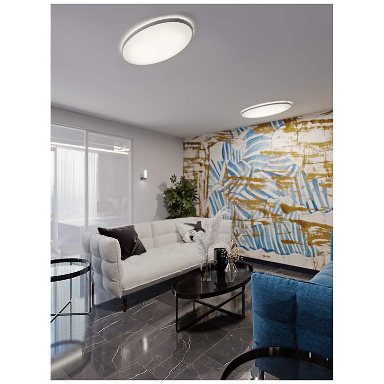 Image 3 Ideal 32" Satin Nickel Ceiling Flush Mount more views