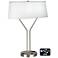 Idell Brushed Nickel USB Port Table Lamp with Power Outlet