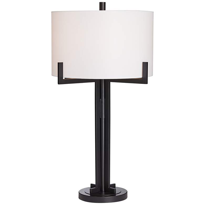 Image 2 Idira Black Industrial Modern Table Lamp with Dimmer with USB