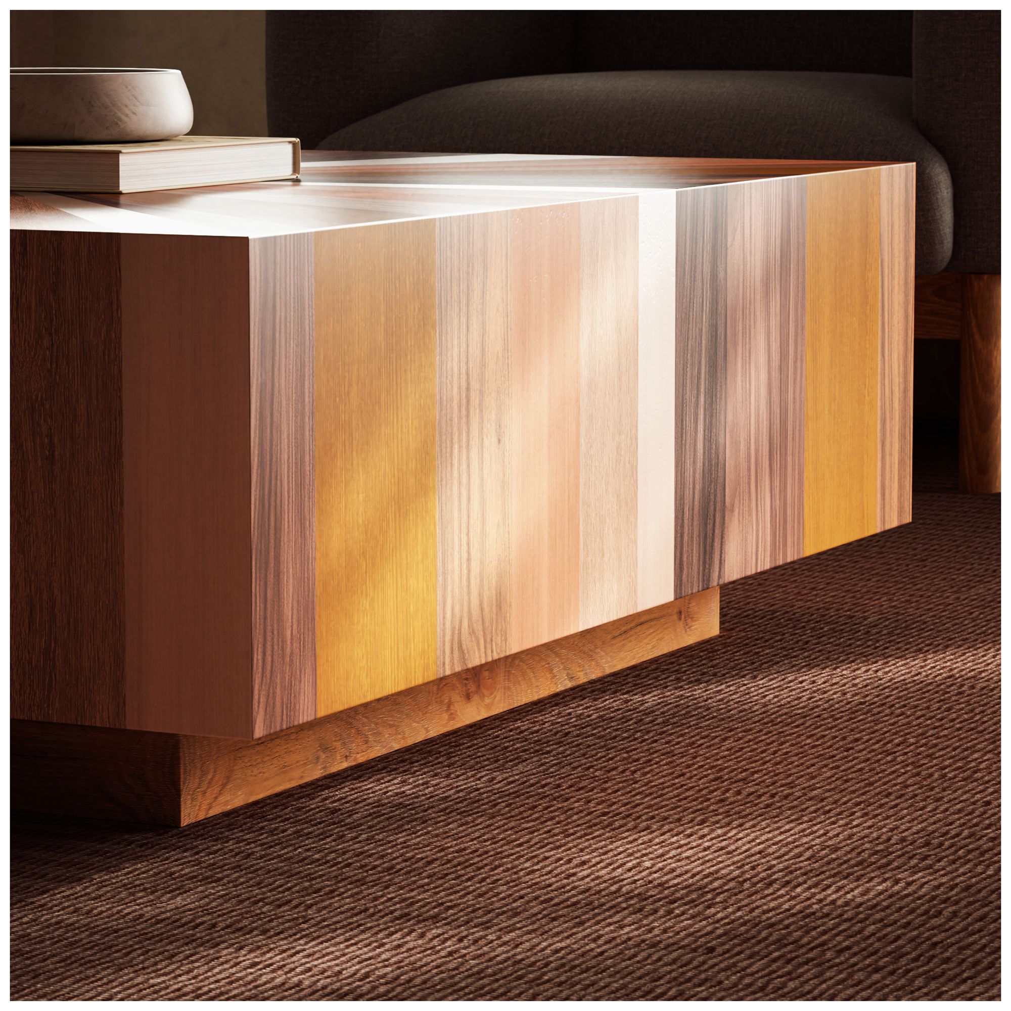 IE Series 43" Wide Mixed Wood Square Coffee Table