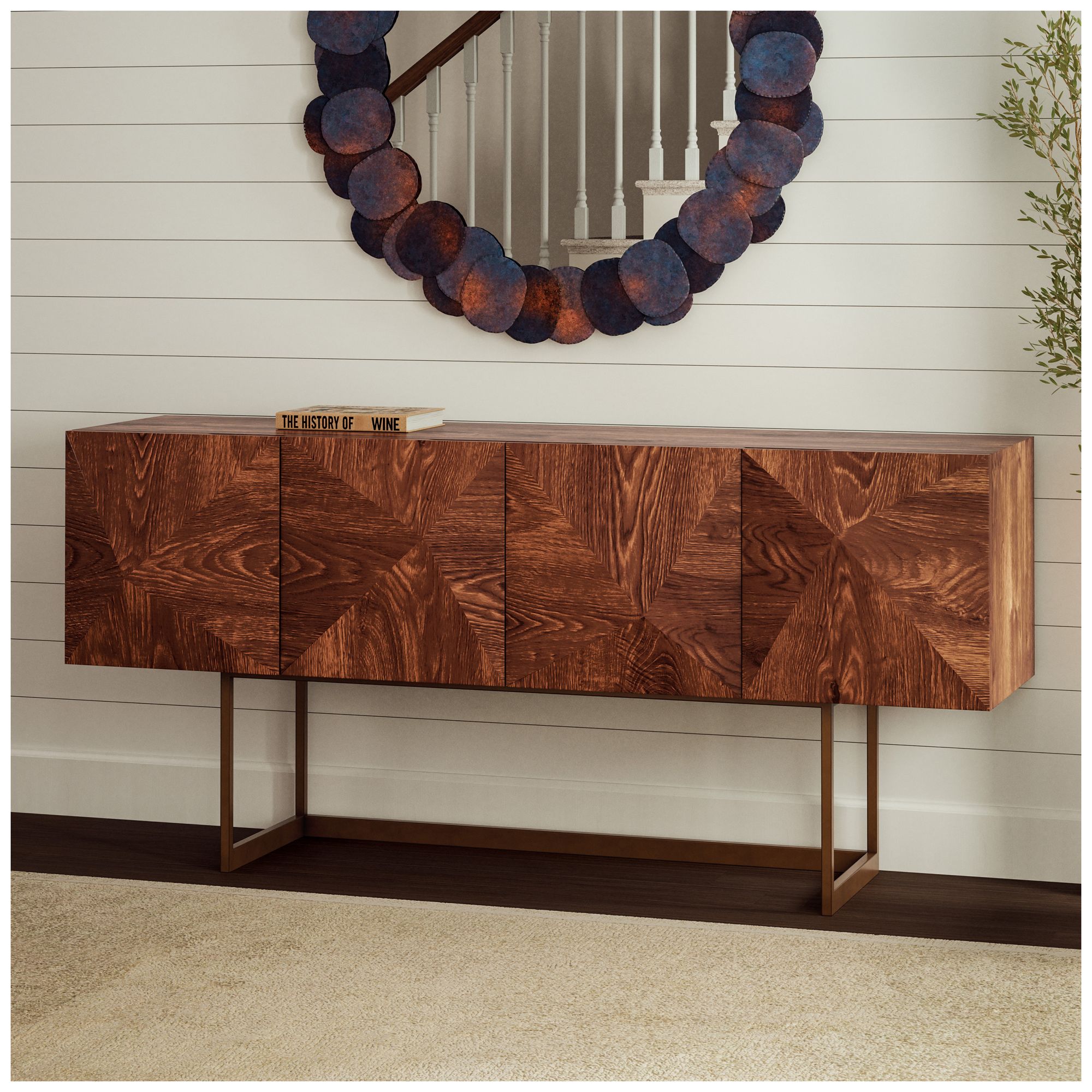 IE Series 71" Wide Walnut, Vintage Copper Buffet