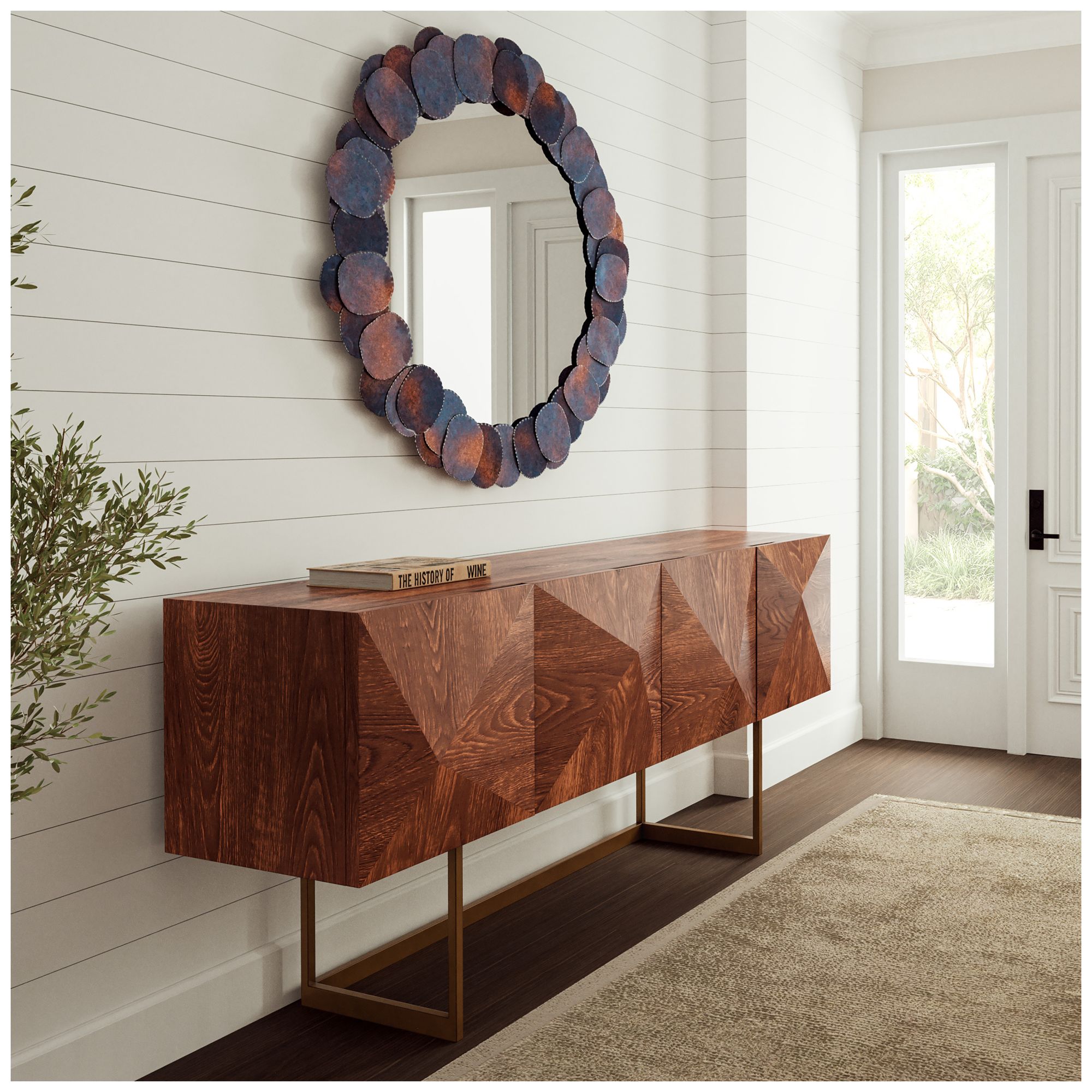 IE Series 71" Wide Walnut, Vintage Copper Buffet