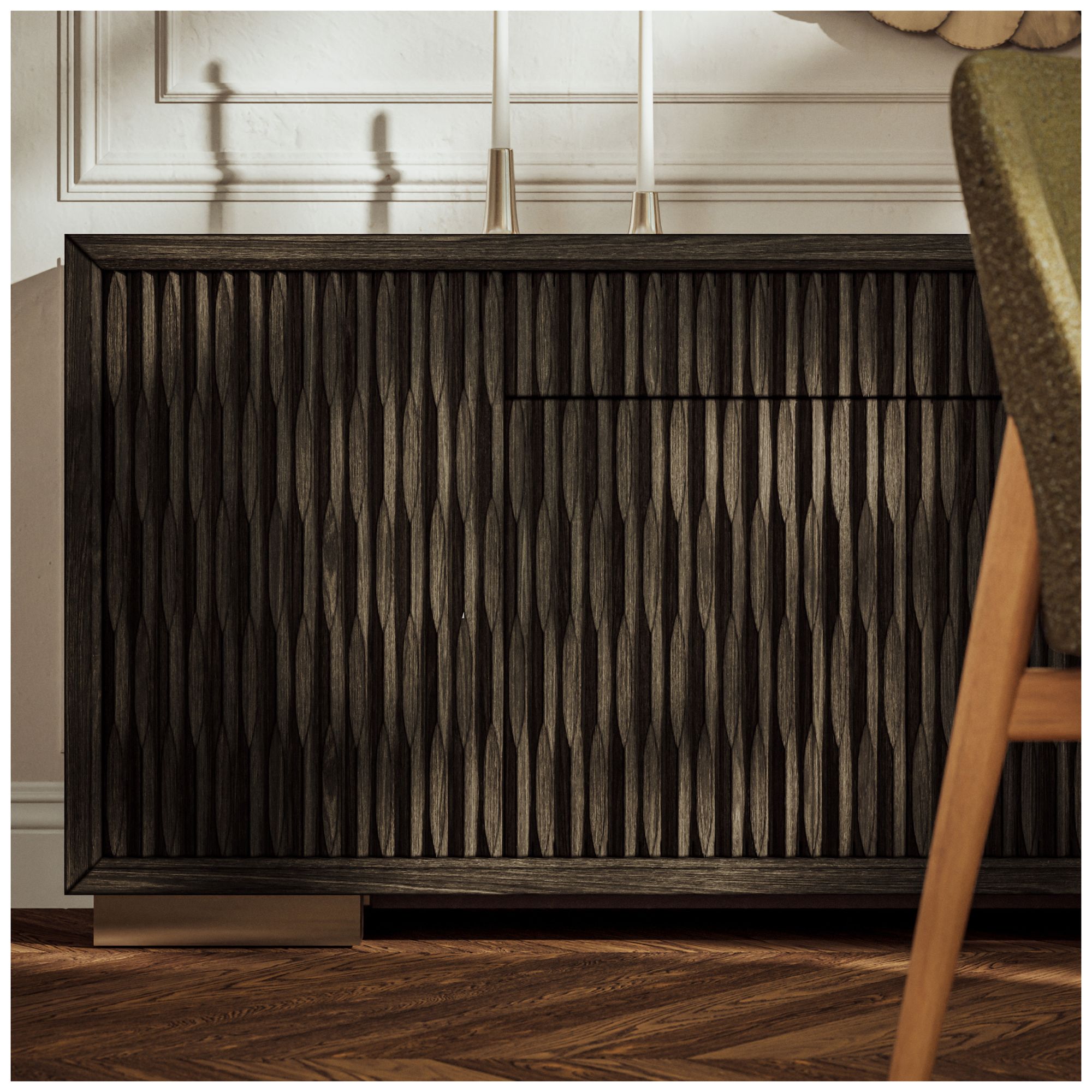 IE Series 74.25" Wide Charcoal, Gold Buffet