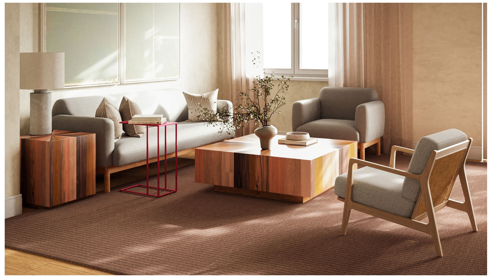 IE Series Sun 21.5" Wide Mixed Wood End Table