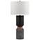 Iggy Black Faux Wood and Faux Cement LED Table Lamp