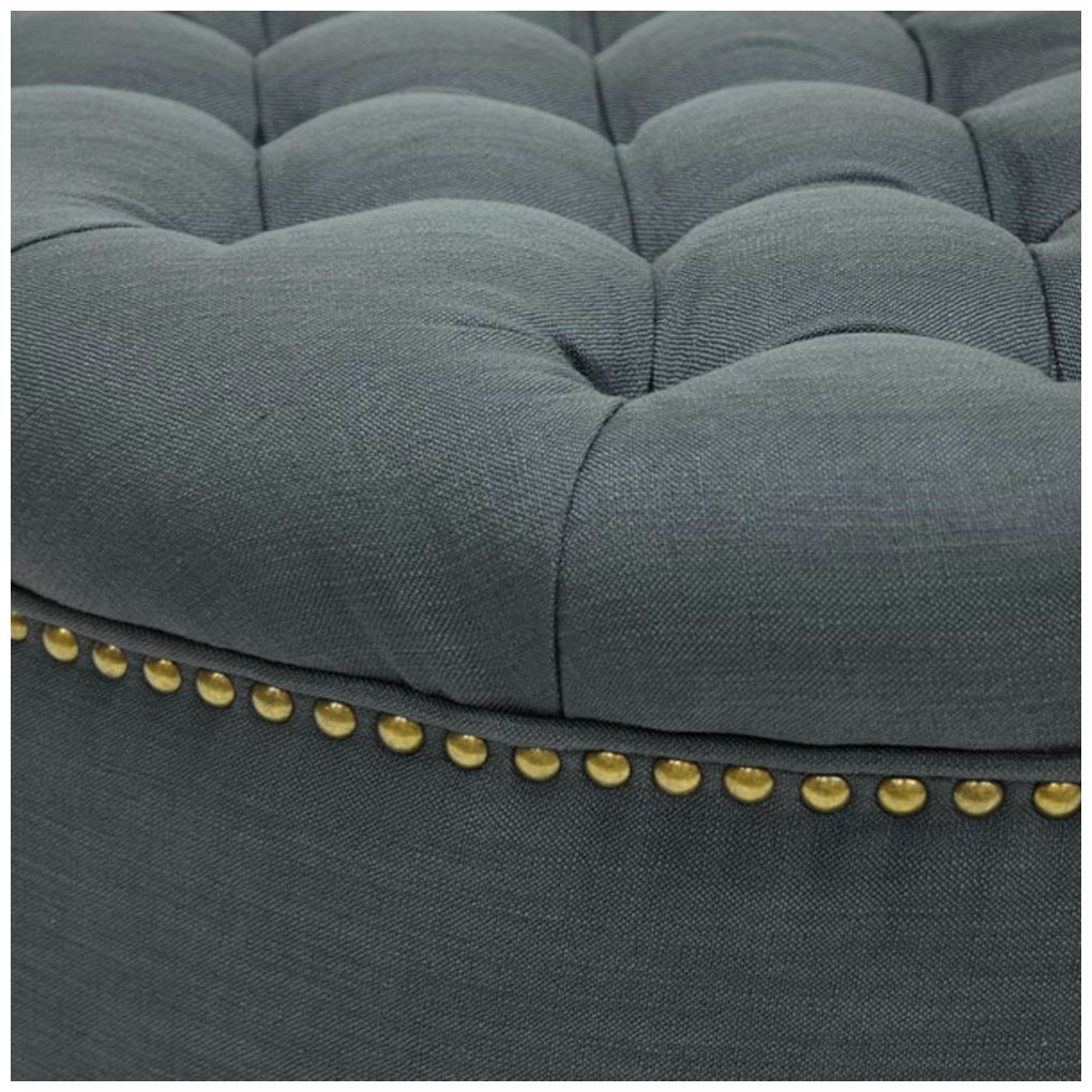 Image 3 Iglehart Gray Linen Tufted Ottoman more views