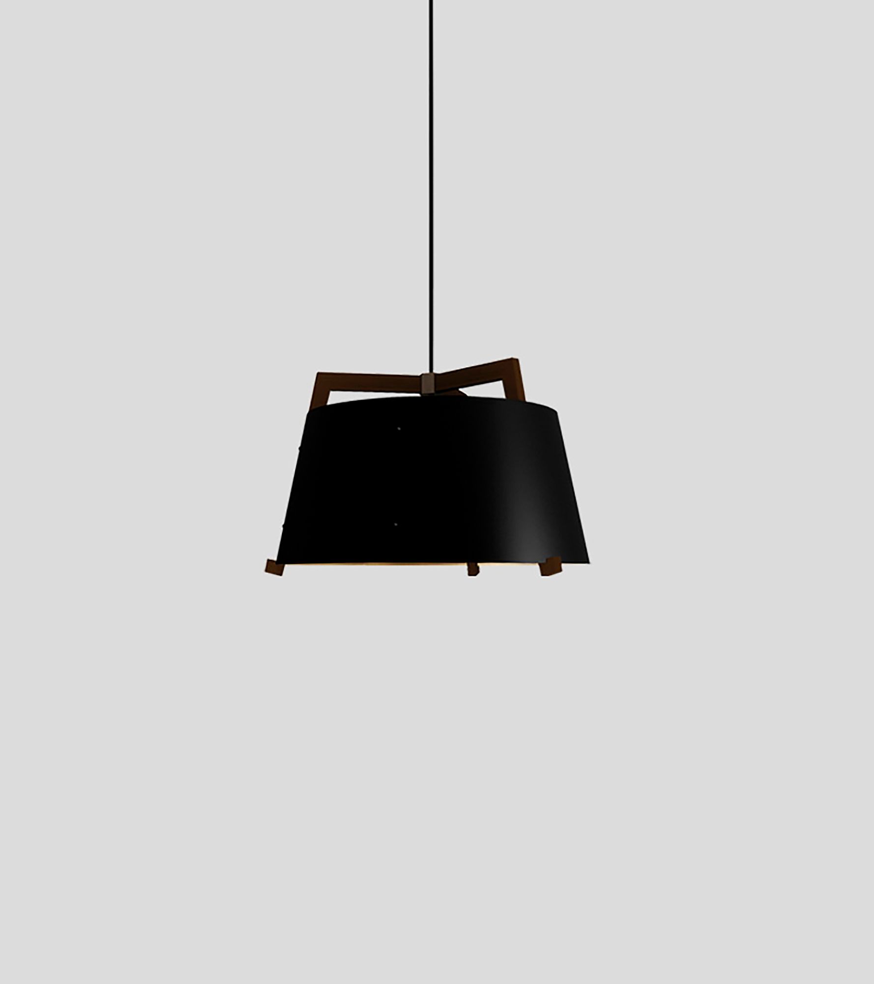 Image 2 Ignis 17" Dark Walnut Corded 2700K LED Pendant w/ Matte Black & White Shade more views