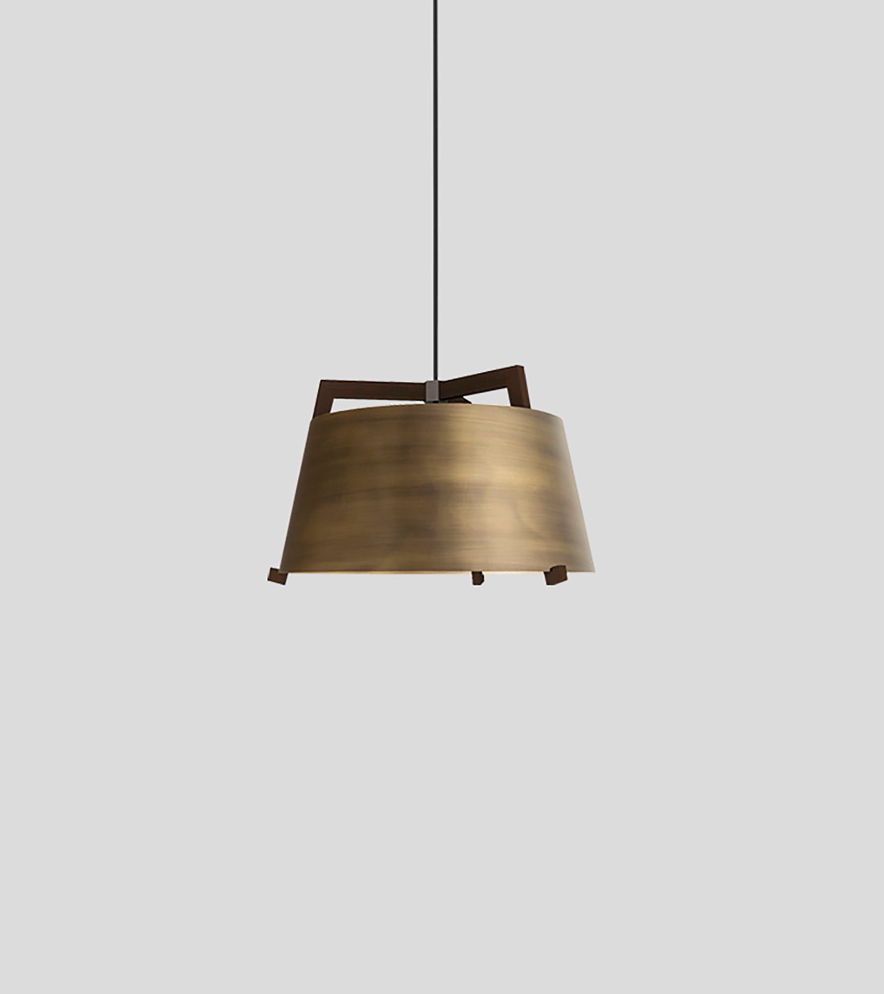 Image 2 Ignis 17" Dark Walnut Corded 3500K LED Pendant w/ Distressed Brass Shade more views