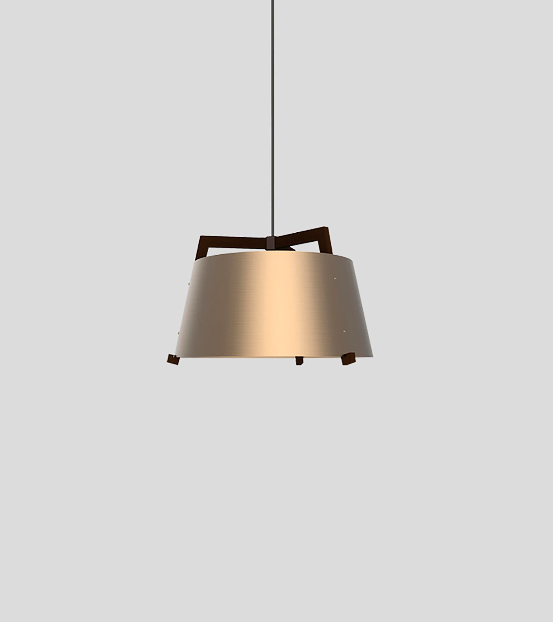 Image 2 Ignis 17" Dark Walnut Rigid 3500K LED Pendant w/ Rose Gold Shade more views