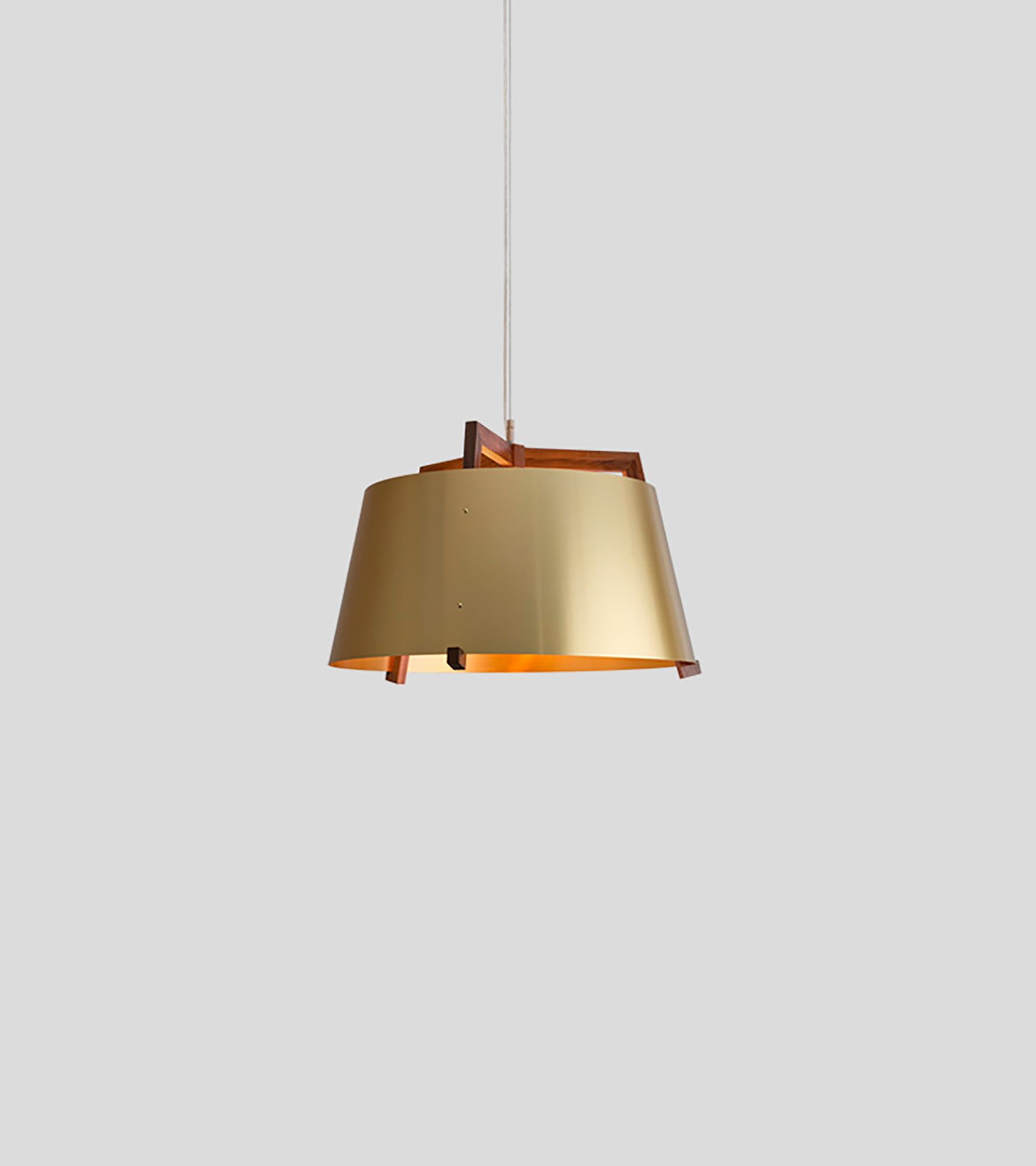 Image 2 Ignis 17" Walnut Corded 3500K LED Pendant w/ Brushed Brass Shade more views