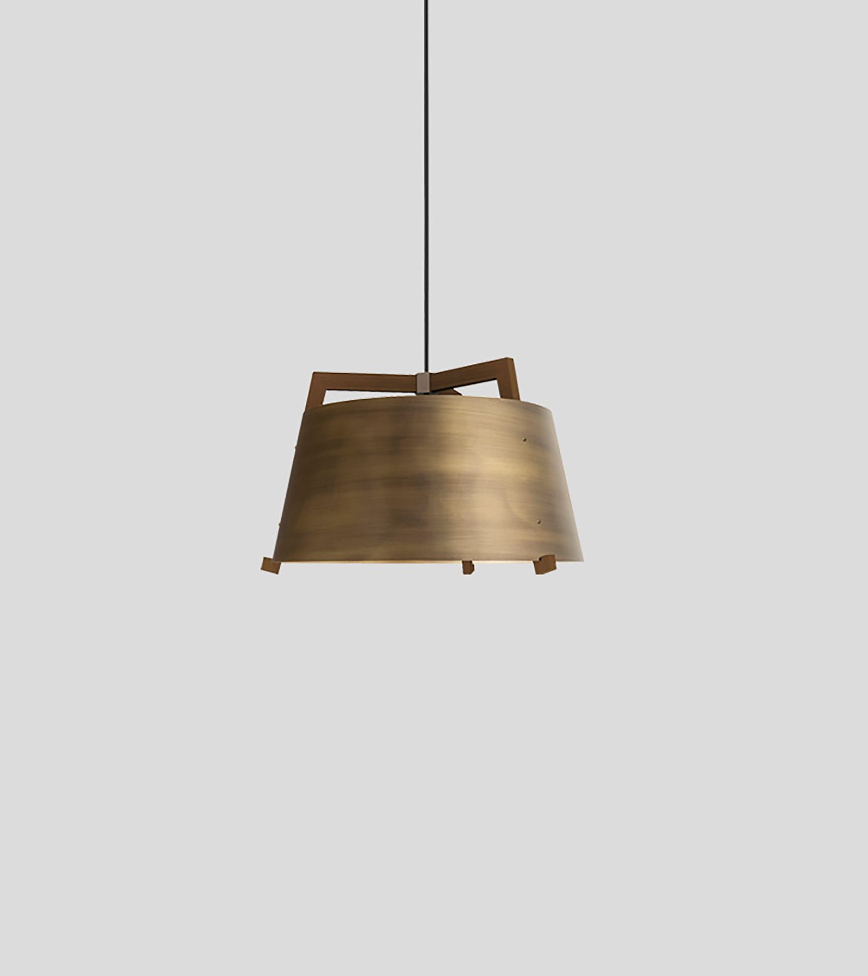 Image 2 Ignis 17" Walnut Corded 3500K LED Pendant w/ Distressed Brass Shade more views