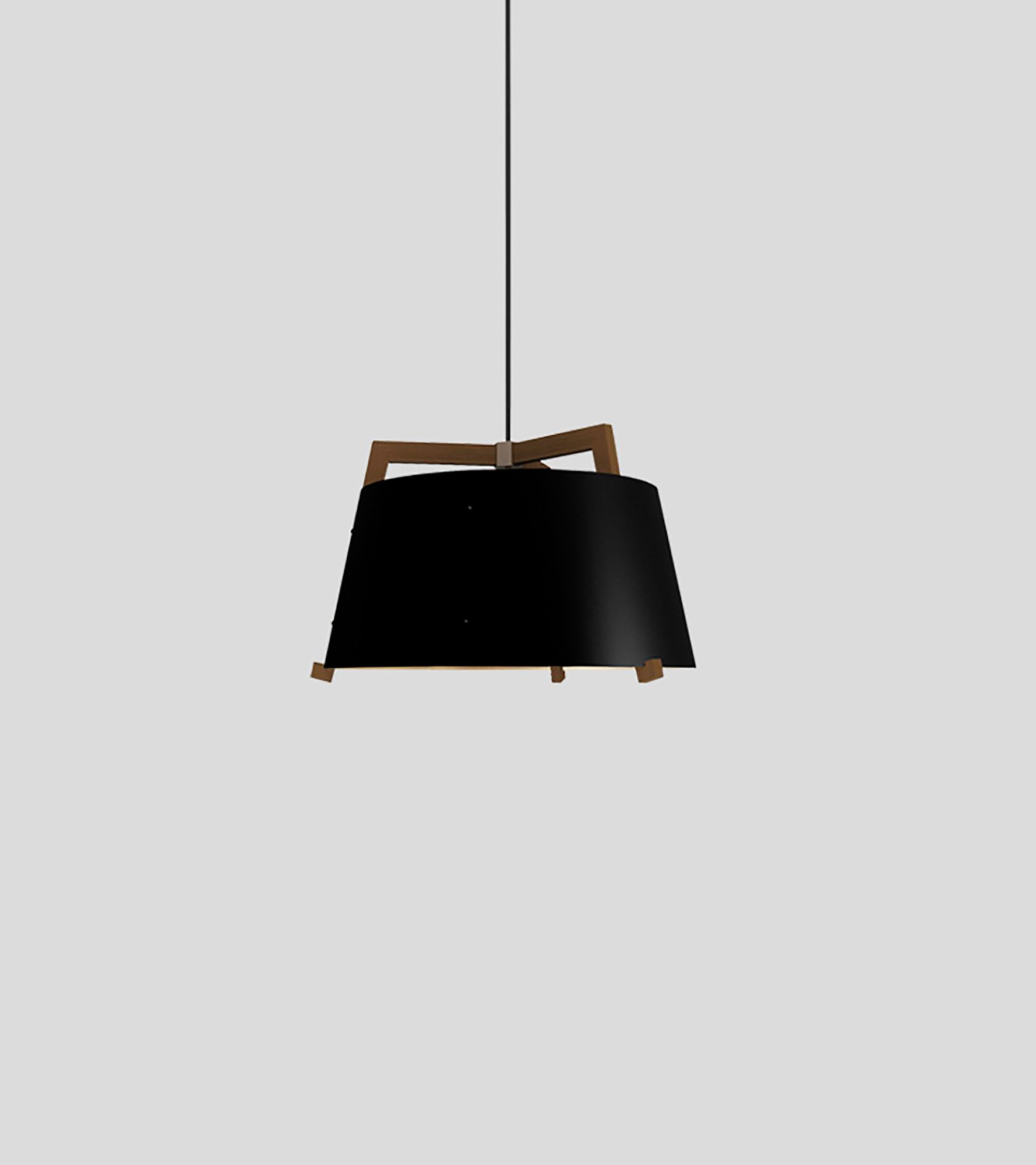 Image 2 Ignis 17" Walnut Rigid 3500K LED Pendant w/ Matte Black & White Shade more views