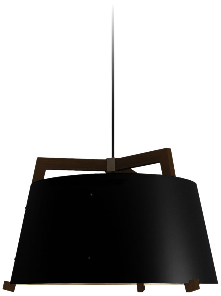 Ignis 24" Dark Walnut Corded 3500K LED Pendant w/ Matte Black & White Shade