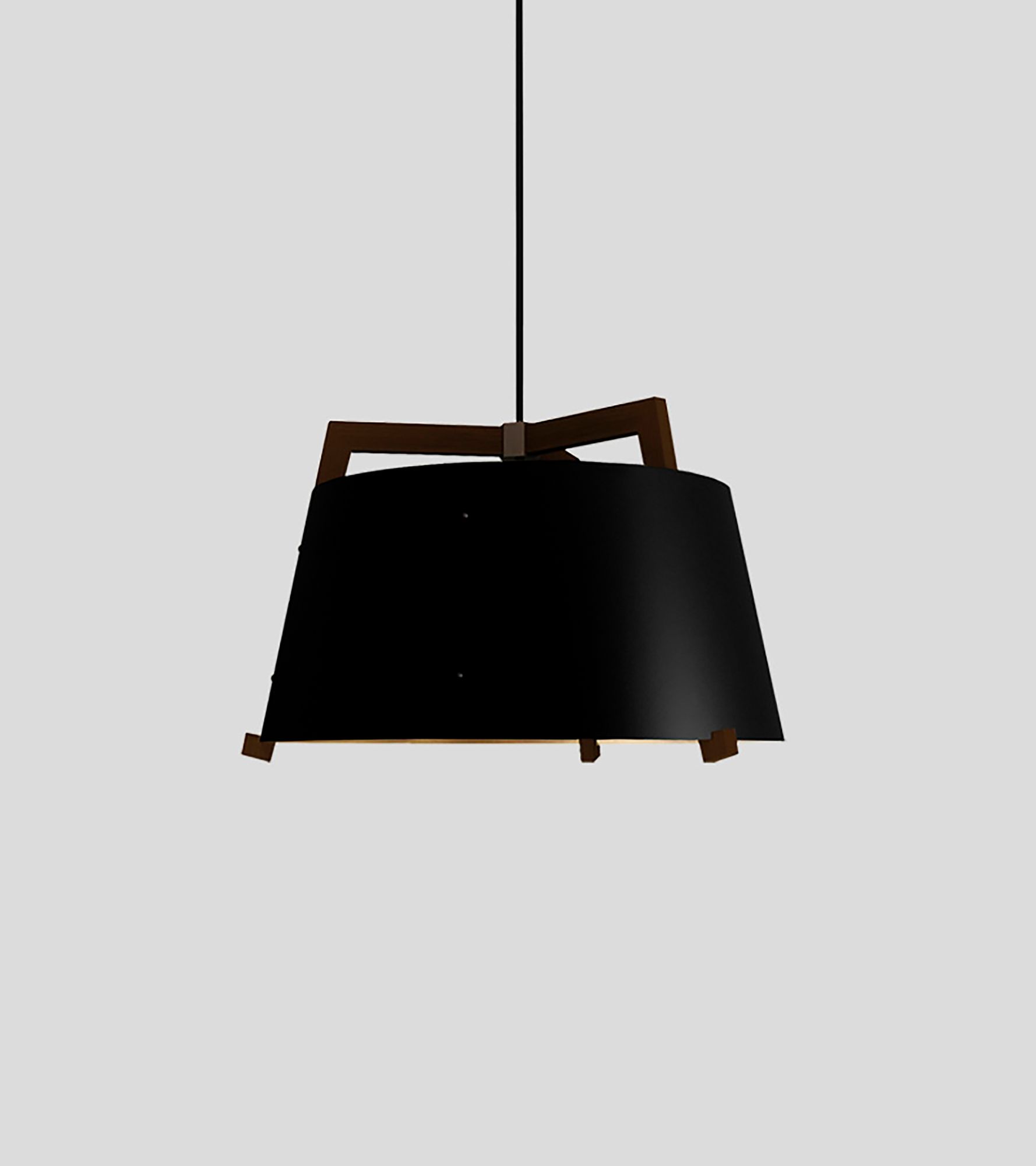 Image 2 Ignis 24" Dark Walnut Corded Pendant w/ Matte Black & White Shade more views