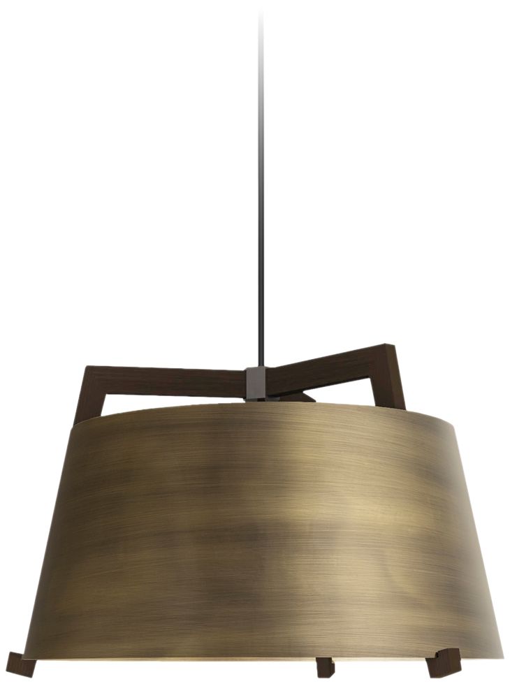 Ignis 24" Dark Walnut Rigid 3500K LED Pendant w/ Distressed Brass Shade