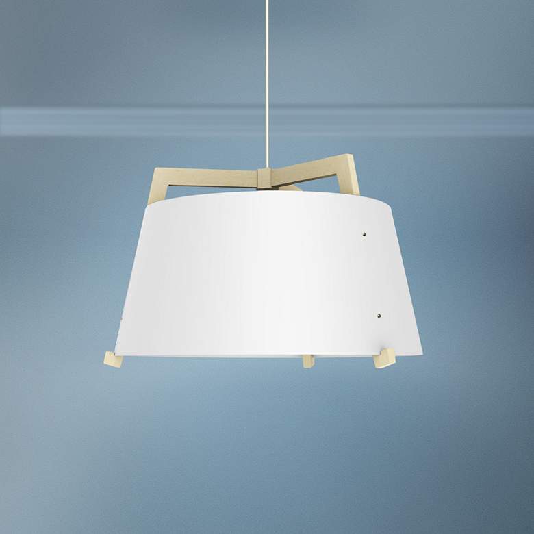 Image 1 Ignis 24 inch Wide White Washed Oak Gloss White Modern LED Pendant Light