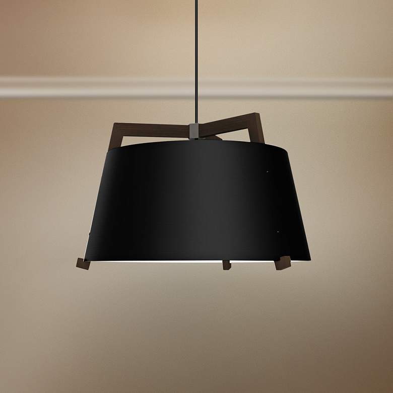 Image 1 Ignis 24"W Dark Walnut with Matte Black LED Pendant Light