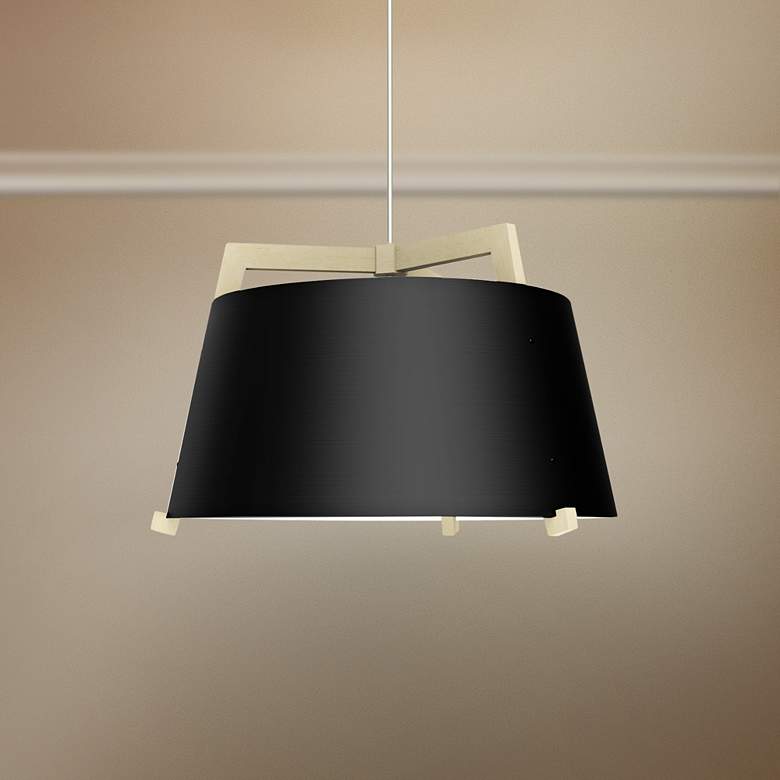 Image 1 Ignis 24"W White Washed Oak w/ Matte Black LED Pendant Light