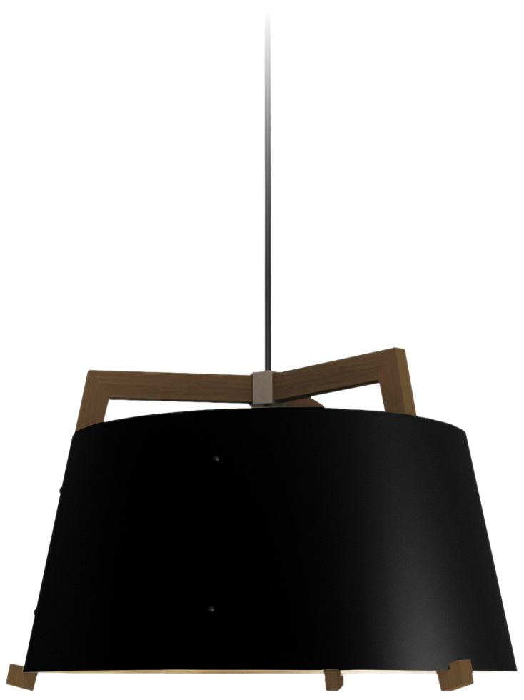 Ignis 24" Walnut Corded 2700K LED Pendant w/ Matte Black & White Shade